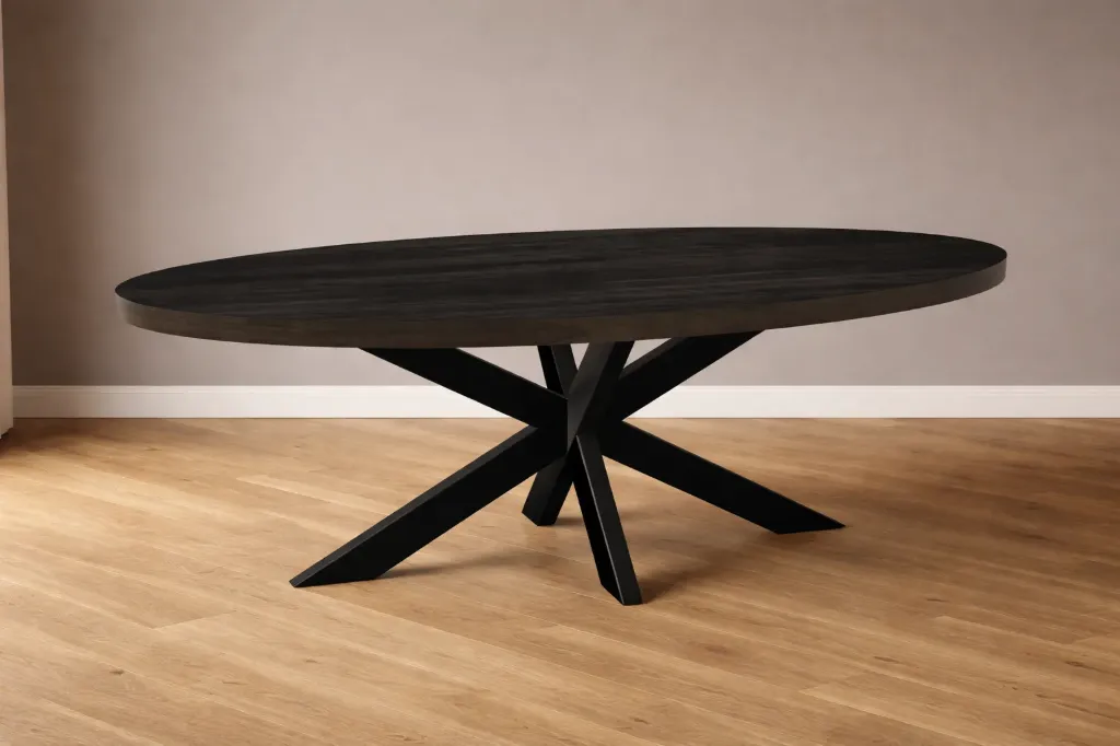 Table ovale manguier massif noir (160x90x6cm)
