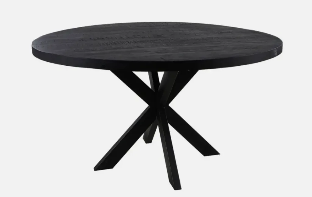 Table ronde noir manguier massif (120x120x6cm)