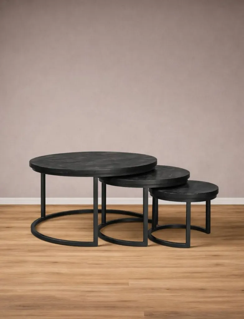 Tables gigognes manguier massif noir